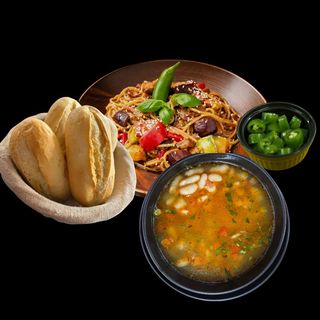 Ciorba de fasole + Wok de legume