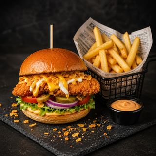 Hamburger cu pui crispy - 320/150g