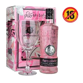 Puerto di Indias Gin Strawberry 0.7L+Pahar