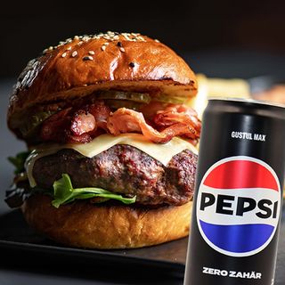 Combo Meniu Burger MammaMia cu Pepsi Zero Zahar 330ml