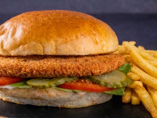 BURGER ȘNIȚEL PUI-Set cu Cartofi Pai~590 g