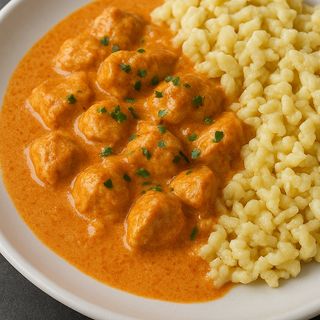 Papricas din piept de pui cu galuste