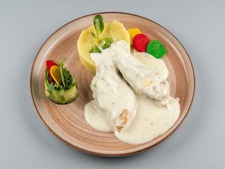 Pui gorgonzola cu piure de cartofi