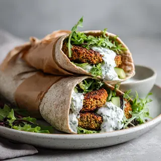 Wrap cu chiftelute din dovlecei si tzatziki