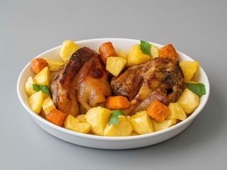 Ciolan crocant de purcel și cartofi țărănești