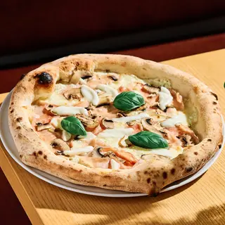 Pizza Bianca Prosciutto Cotto e Funghi Medie