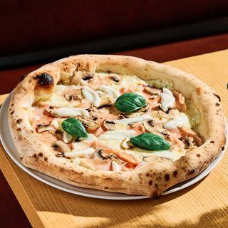 Pizza Bianca Prosciutto Cotto e Funghi Medie