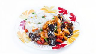 Combo pui cu urechi de lemn și orez