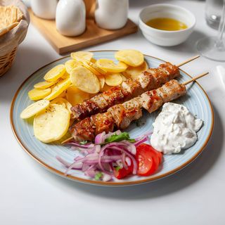 Souvlaki de pui la farfurie