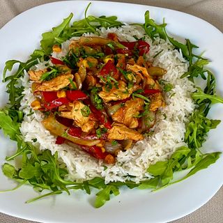 Fajitas de curcan cu orez 