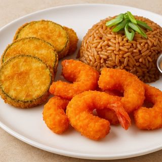 Creveti tempura cu legume