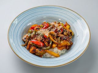 Legume picante la wock cu orez (de post)
