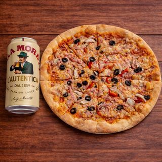 PIZZA QUATTRO STAGIONI + BIRRA MORETTI 0.5