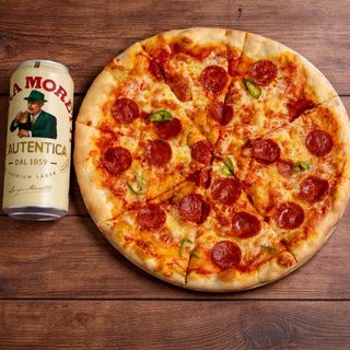 PIZZA DIAVOLO + BIRRA MORETTI 0.5