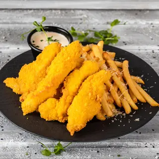 Crispy de pui - rețeta casei - cu cartofi prăjiți