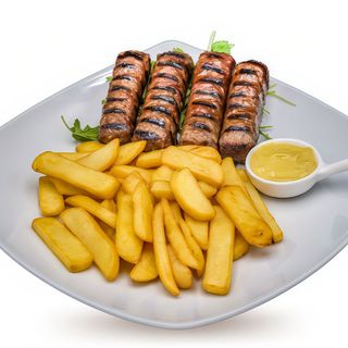 Mici la gratar cu cartofi si mustar