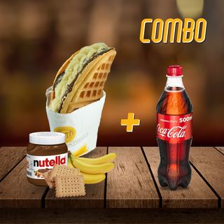 Waffle, Nutella, Banane Fresh, Biscuiți + Coca Cola