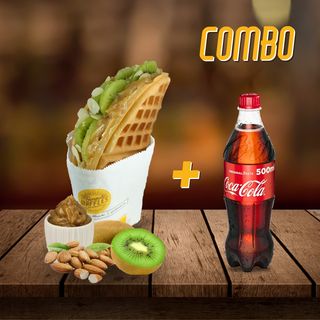 Waffle, Caramel Cremesa, Kiwi Fresh, Migdale + Coca Cola