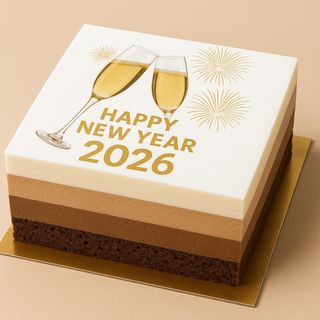 Tort Trio Mousse – Ediție Sărbători cu poza comestibila „Happy New Year 2026”