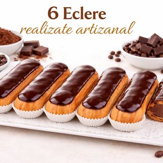 Cutie de 6 eclere cu vanilie&ciocolata