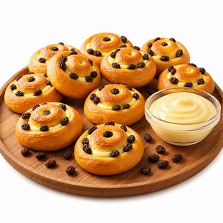Platou Mini Melci cu Vanilie & Stafide – Mini Pain aux Raisins