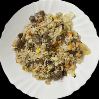 74.Orez prajit cu carne de vita si ou