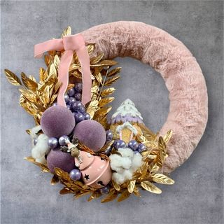 Coroniță Crăciun pufoasă Roz