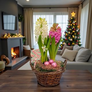 Zambile de Crăciun alb și roz