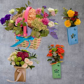 Pachet Flori Școală 1 Cos și 3 Buchete