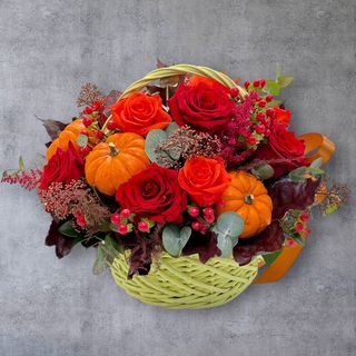 Coș de Toamnă flori și dovleci