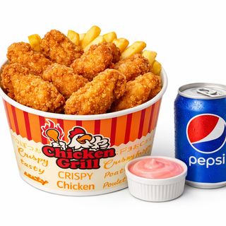 Smart BOX (5 aripioare picante,5 crispy,1 sos bbq 1 sos crispy.1 portie de cartofi)