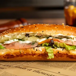 Sandwich cu somon si crema de branza