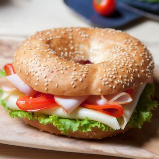 Sandwich bagels cu mușchi file afumat
