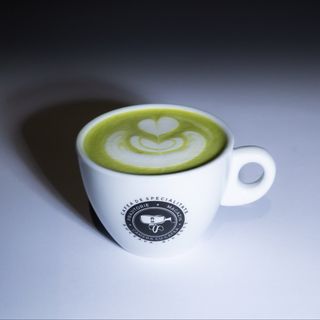 Almond matcha latte
