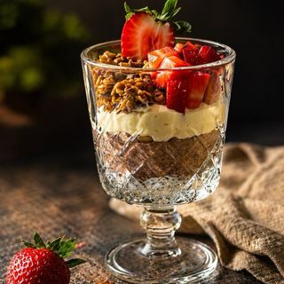 Budincă de chia cu cremă de mascarpone şi granola