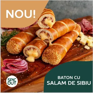 Baton cu salam de sibiu și branza topita