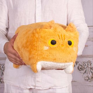 Pernă Jucărie de Pluș “Pisicuța Întinsă” Gri – 50 cm