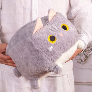 Pernă Jucărie “Pisica Cubică” Gri – 25 cm