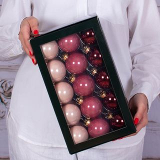 Globuri de sticla 5,7 cm, roz, set 15 buc