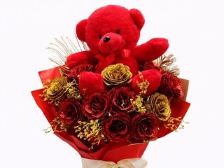 Buchet Trandafiri Sapun Red Teddy Luxury