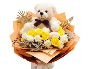 Buchet Trandafiri Sapun Teddy Sunshine