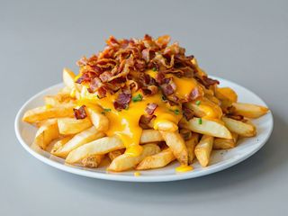 French fries crispy bacon & ceddar