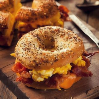 Scrambled eggs bagel