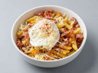 Sunny side up eggs and french fries
