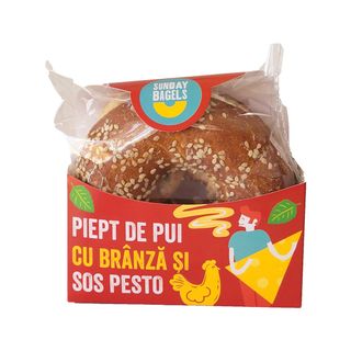 SUNDAY BAGEL PIEPT DE PUI CU BRANZA SI SOS PESTO 180g