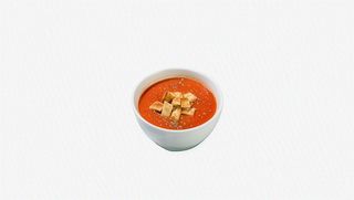 Supa crema de rosii cu ardei copt si bocconcini