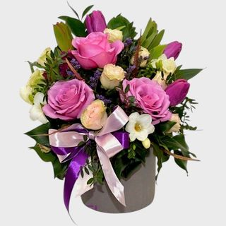 Aranjament cadou Purple Tulips