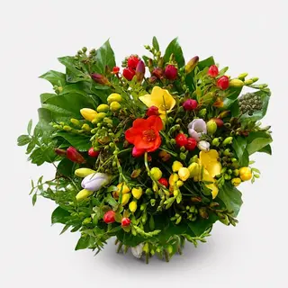 Buchet cadou cu 31 frezii multicolore