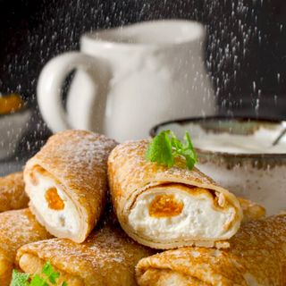 Clătite cu brânză dulce la cuptor