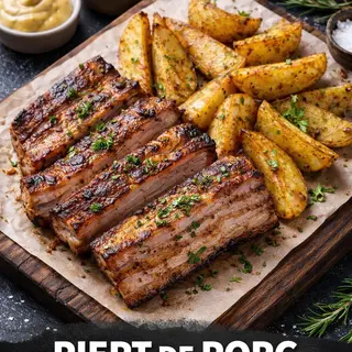 PIEPT DE PORC LA GRATAR  - CARTOFI WEDGES
